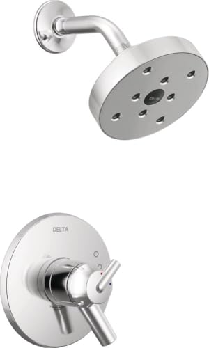 Delta Faucet Trinsic 17 Series Dual-Function Shower Trim Kit with Single-Spray H2Okinetic Shower Head, Chrome T17259 (Valve Not Included)