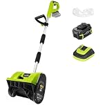 SnapFresh 20V Snow Shovel Cordless,12” Electric Snow Thrower kit,Adjustable Handle, Directional Plate, Handheld Battery Powered Snow Thrower for Driveway Clearing,4.0Ah Battery & Fast Charger Included
