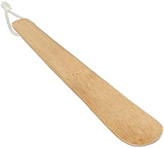 Relaxdays Bamboo Shoehorn, Sturdy and Robust, Hanging Loop, Short Shoe Spoon for Everyday Use and Travels, 24 cm, Natural, 31.5 x 37 x 9.5 cm