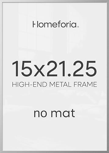 Image of Homeforia 15x21.25 Silver Puzzle Frame, High End Metal 15 x 21.25 Picture Frames without Mat, 21.25x15 Thin Silver Poster Frame for Wall, 15by21.25 Puzzle Art Frame, Tempered Glass, Wall Kit, Set of 2