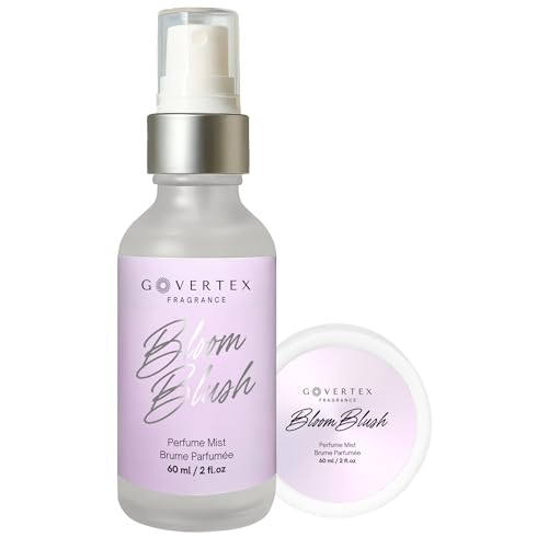 Govertex Bloom Blush Hair & Body Perfume Mist - Cherry Blossom, Jasmine, Vanilla & Peach Perfume | 60ml | Signature Women Fragrance - Long Lasting Hair and Body Mist