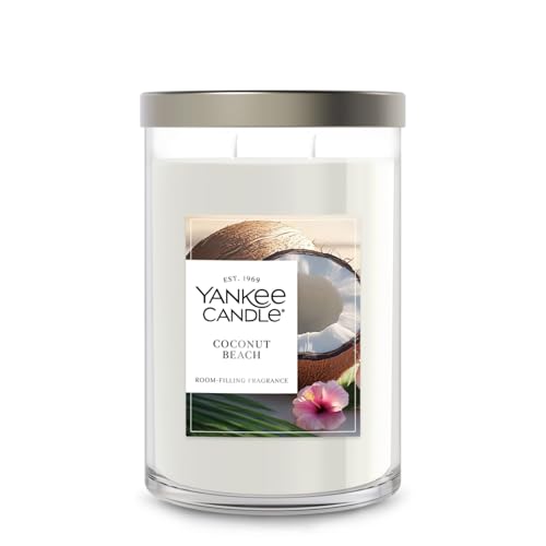 Yankee Candle Large Tumbler Scented Candle with up to 80 Hour Burn Time Premium Plant Wax Blend for Consistent Burn 20 oz Tumbler Candle with Room Filling Fragrance Coconut Beach