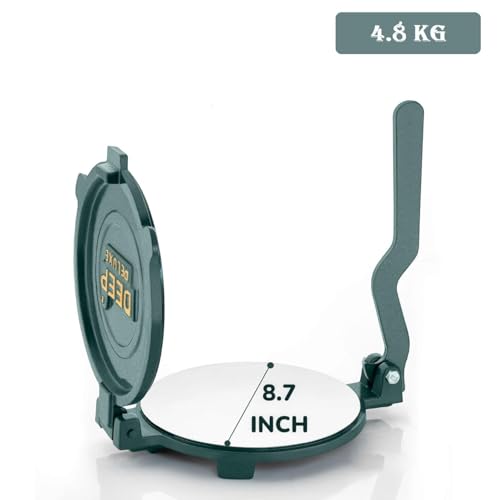 Image of DEEP 8.7 Inch Roti Maker Machine Heavy Duty Cast Iron with Stainless Steel Plates - Manual Chapati Presser, Puri Maker Press Machine - Kitchen Utensil for Roti, Chapati, Puri, Papad, Khakhra Maker