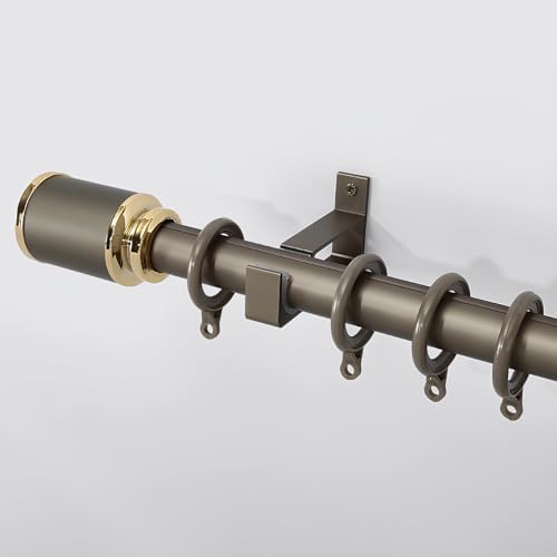 Adjustable Champagne Curtain Rods for Eyelet Curtains, 28mm Diameter, 70-600cm, Includes Brackets - Perfect for Room Dividers & Doorways