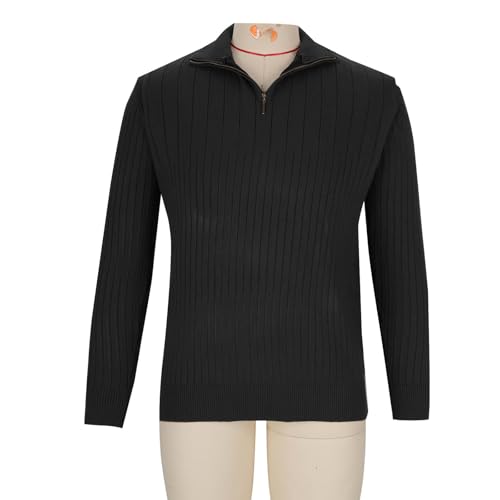 Men's Quarter Zip Sweaters Slim Fit Long Sleeve Pullover Sweater Knit Textured Mock Neck Outdoor Thermal Soft Sweater3