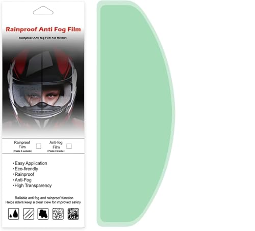 Casco de moto con lámina antiempañamiento, visera universal antiempañamiento para casco de moto, lámina protectora de visera universal, protector de parasol, adhesivo, 8,8 X 24,5cm (Transparente)