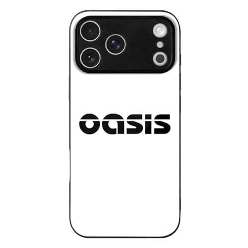 iPhone17 Pro Max用ケース オアシス OASIS バンド スマホケース 背面 強化ガラス アイフォン17 Pro Maxカバー ワイヤレス充電対応 耐衝撃 全面保護 軽量 脱着簡単 傷汚れ防止 指紋防止 かわいい おしゃれ 贈り物