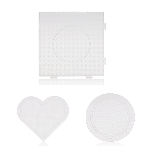 ARTKAL 2.6mm Mini Fuse Beads Pegboards 3pcs/Pack Large Square Small Heart and Small Circle BCC123