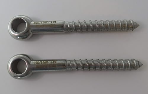 Image of US STAINLESS 2 Pieces Stainless Steel 316 M12 Lag Screw Eye Bolt Forged 12mm x 100mm Marine Grade