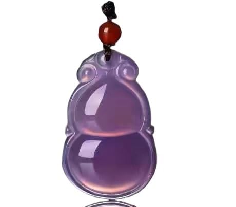 Pendentif en jade violet naturel collier amulette sculptée renard bijoux tendance femme