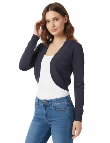 Image of Allsense Women's 3 /4 Sleeve Bolero Shrug for Dresses | Open Front Cropped Cardigan, Lightweight Knit Dress Cover Up