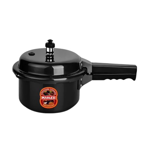 Image of Marlex Premium Hard Anodised Aluminium 2 Litre Pressure Cooker - Outer Lid - 5 Year Warranty, ISI Certified - Gas Stovetop Compatible, Ideal For Small Family,Corrosion-Resistant Durable Black Cooker