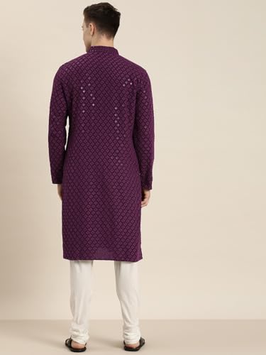 Image of Amazon Brand - Tavasya Men Rayon Blend Embroided Regular Kurta