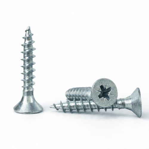 2.5mm x 10mm (Pack of 100) Small Steel Pozidrive Countersunk Wood Screws AN201 Chipboard Screw Zinc Plated Steel - A05B