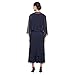 S.L. Fashions Women's Tea Length Mesh Sleeveless Mother of The Bride Dress with Embellished Shoulder Jacket, Navy