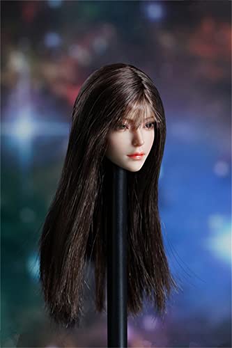 1/6 Scale Female Head Sculpt,Beauty Asian Girl Pale Skin Head Carved For 12Inch Ph Tbl Jo Female Action Figure Body (C) #TOP3
