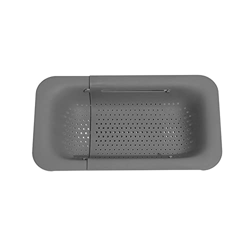 シンク上水切りバスケット - 野菜や果物を洗い、調理したパスタの水切りと食器の乾燥 - 拡張可能 - 新しいホームキッチンの必需品 (グレー)