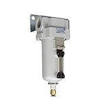 PneumaticPlus SAFM400-N04BD-MEP Compressed Air Coalescing Filter, 0.1 Micron, 1/2' NPT - Metal Bowl, Auto Drain, Bracket