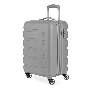 SwissGear 7366 Signature Hardside Expandable Luggage with Spinner Wheels, TSA Lock, Cup-Holder, Grey, Carry-On 19-Inch