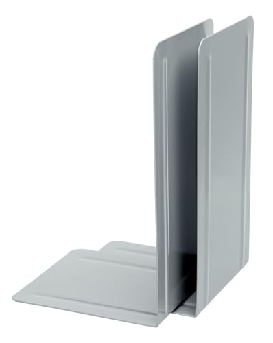 ALCO 4303-10-4 Metal Bookends, Pack of 4, Grey, 14 x 24 x 13 cm, for School Office and Home - Image 2
