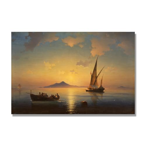 Toile Ships at Sea Ivan Aivazovsky 50x75cm pour habiller un mur de salon vide