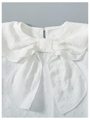 SweatyRocks Girl's Ruffle Long Sleeve Collar Spring Top Swiss Dots Bow Blouse Shirts3