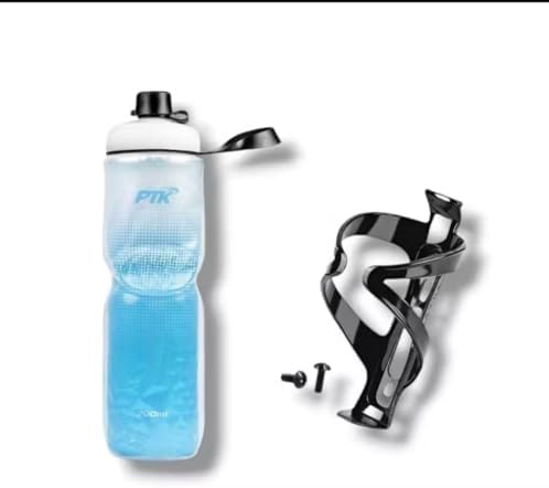 Garrafa Caramanhola Termica para Bike Squeeze 700ml +Suporte Com Parafusos AZUL