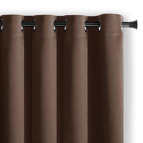RESTILO Blackout Rideau occultant à œillets 140 x 270 cm 1 pièce Chocolat Rideau décoratif Opaque pour fenêtre