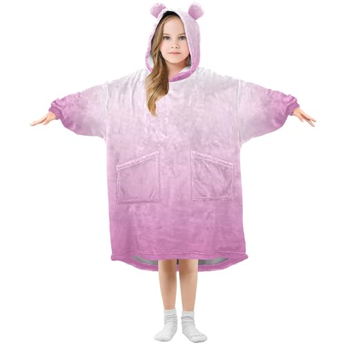 S Husky Gradient Deep Blue Purple Wearable Blanket Hoodie for Kids Oversized Blanket With Pocket Old Girl Cute Hoodies Gift