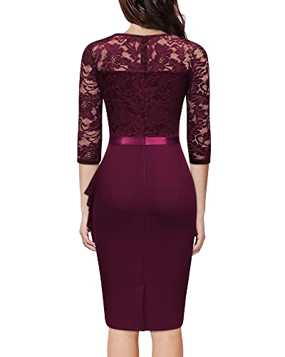 Image of Miusol Women's Retro V Neck Floral Lace Ruffle Style Cocktail Party Dress
