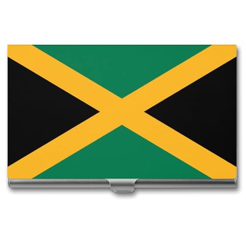 Jamaican Flag Business Card Holder, Pocket Slim Metal Business Card Case for Women Men