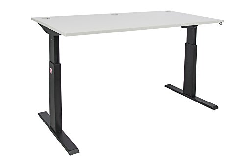 Preisvergleich Produktbild Dila GmbH Schreibtisch Höhenverstellbar Elektrisch Ergonomisch Arbeitszimmer Büromöbel / Schwarzes Gestell / Profi-Qualität (Weiß, 160 x 80 cm)