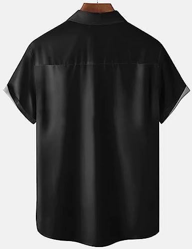 Miniatura 2 de BIRW Camisa de Halloween para hombre, diseño de calavera, manga corta, con botones, hawaiano, para vacaciones