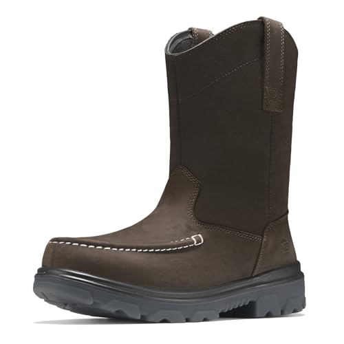 NINGO Steel Toe Work Boots for Men, Waterproof Wellington Mens Boots with Full Grain Leather, Slip Resistant and Puncture Proof, Pull-On Work Shoes for Construction, Industrial and Farming