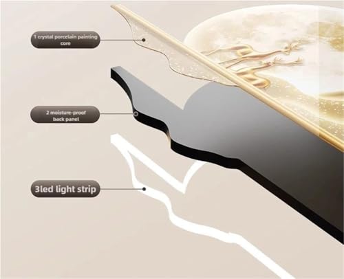 ycnbnwe Modern 3D Wall Art Sculpture with LED Light, Plug-in Clock Home Decor, UV Engraved Wall Hanging for Bedroom, Living Room, Apartment(A,19.7"x39.4")