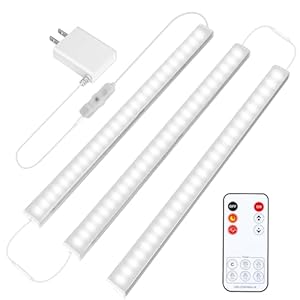 Maylit Under Cabinet Lights Plug in, 3 Pcs 12 Inch Ultra Thin Under Cabinet Lighting, Super Bright Daylight White Under Counter Lights for Kitchen, Dimmable Light for Cabinet, Counter, Workbench, Desk