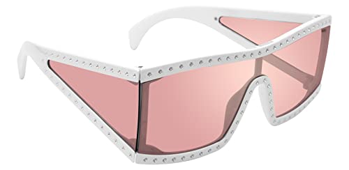 Steve Madden Women's Female Sunglass Style Jagger Wrap, White/Silver/Rose Mirrored, 146mm, 0mm by Steve Madden - Used condition - Image 2