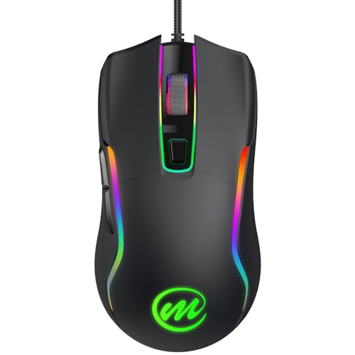 memzuoix Wired Gaming Mouse with RGB - 6 Adjustable DPI up to 12800, 6 Buttons, 12 Lighting Modes,...