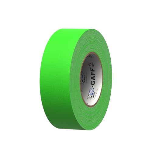 2" Width ProTapes Pro Gaff Premium Matte Cloth Gaffer's Tape With Rubber Adhesive, 50 yds Length x, Fluorescent Green (Pack of 1)