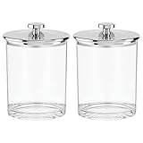 mDesign Wide Acrylic Apothecary Jars with Airtight Lids, Organizer Canister Jar Set for Kitchen, 74 oz., Food Storage Containers for Pantry and Countertop, Lumiere Collection, 2 Pack, Clear/Chrome