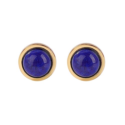 Boucles d'oreilles rondes Lapis Lazuli en argent 925 hypoallergénique contre les irritations