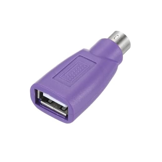PS/2 to USB Port, PS/2 Male to USB Female Adapter for Wired Mouse Keyboard Desktop PC Laptop Notebook, Purple