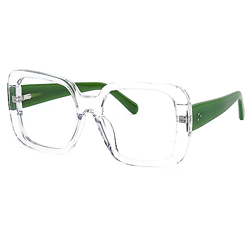 Image of Zeelool Oversized Square Glasses Frame for Women Men with Non-prescription Clear Lens JGA962156