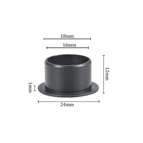 Kozelo 4Stk Flansch Hülsen Lager - [16mm x 18mm x 12mm] POM Öl Lose Buchse für Ausrüstung Maschinen| Schwarz