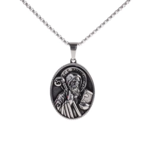 Genérico Clásico collar de plata y oro para hombres y mujeres, antiguo, de plato ovalado, hip hop, punk, informal, joyería, moda