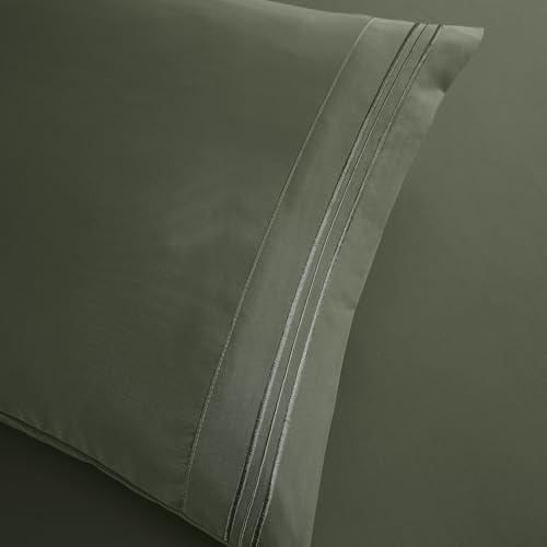 Clara Clark Bed Sheets, Premier 1800 Series Bed Sheet Set, Deep Pocket, Wrinkle, Fade, Stain Resistant, Luxury Soft Bedding Sheets & Pillowcases, Full, Olive Green