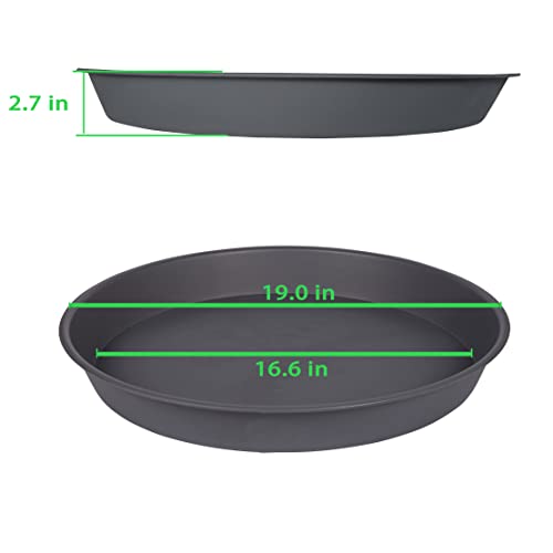 Bleusea 3 Pack Of Plant Saucer 18 Inch, 17" 19" Deep Large Heavy Duty Plastic Saucers 18" Round, Plant Drip Trays For For Indoors Outdoor, Plant Water Tray For Planters (19", Cement) #TOP1