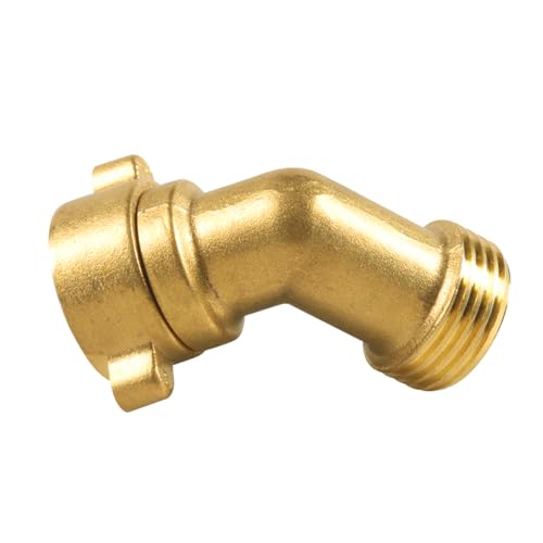 BWBWND 45 Degree Water Hose Elbow for RV with Easy Grip Connector, Heavy Duty Solid Brass Drinking Water Hose Adapter, Outdoor Faucet Hoses Fitting for City Water Inlet Connection