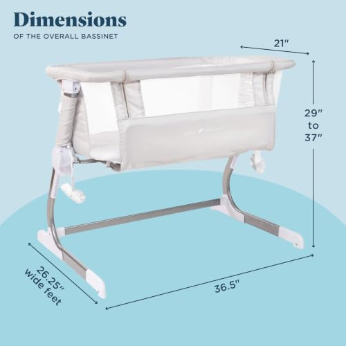 Image of Baby Delight Beside Me Dreamer Bassinet | Bedside Sleeper | 7-Position Height Adjustment | Driftwood Grey