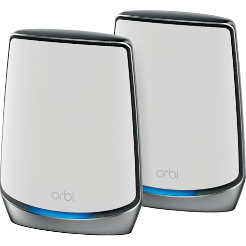 NETGEAR Système Orbi Mesh WiFi 6 Tri Band (RBK852), Pack de 2, Routeur AX6000 (6 Gbit/s), Couverture Ultra Performante de 460 m², idéal Murs épais, Compatible Toutes Box